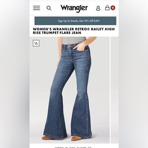 Wrangler NWT women’s Retro Bailey High Rise Trumpet Flare Jeans size 27